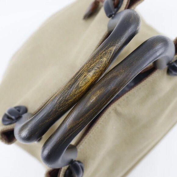 GUCCI Wood handle Handbag 106493 beige canvas Women - Picture 5 of 13